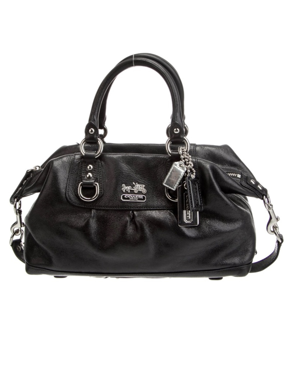 Coach Black Leather Sabrina Satchel with Silver Hardware